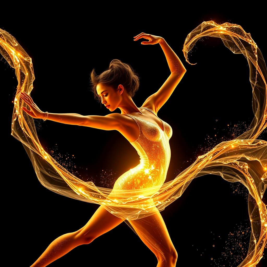 Radiant Light Dancer in Hyperrealistic Style