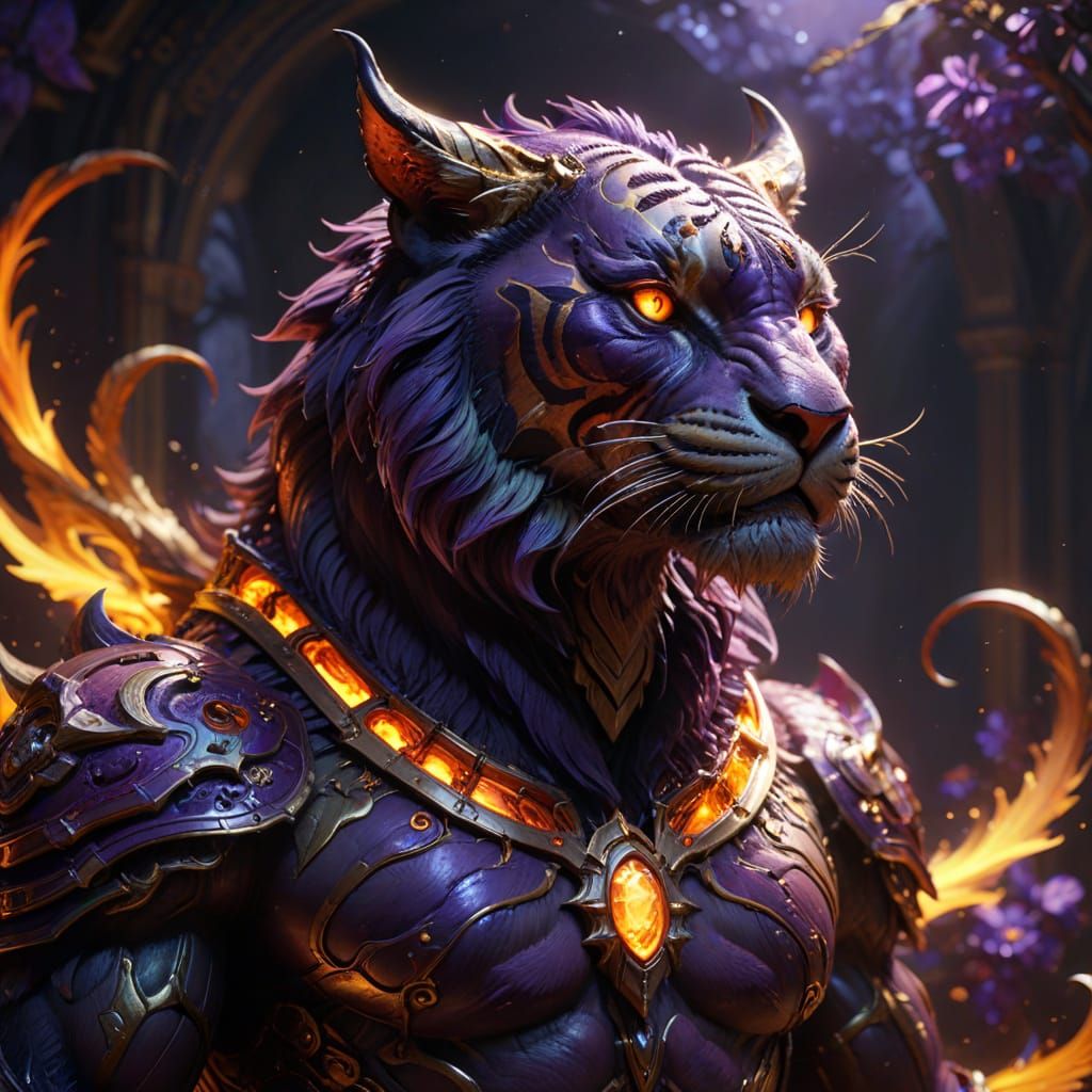 Cyberpunk-Style Demon Tiger Hybrid in Dark Fantasy Art