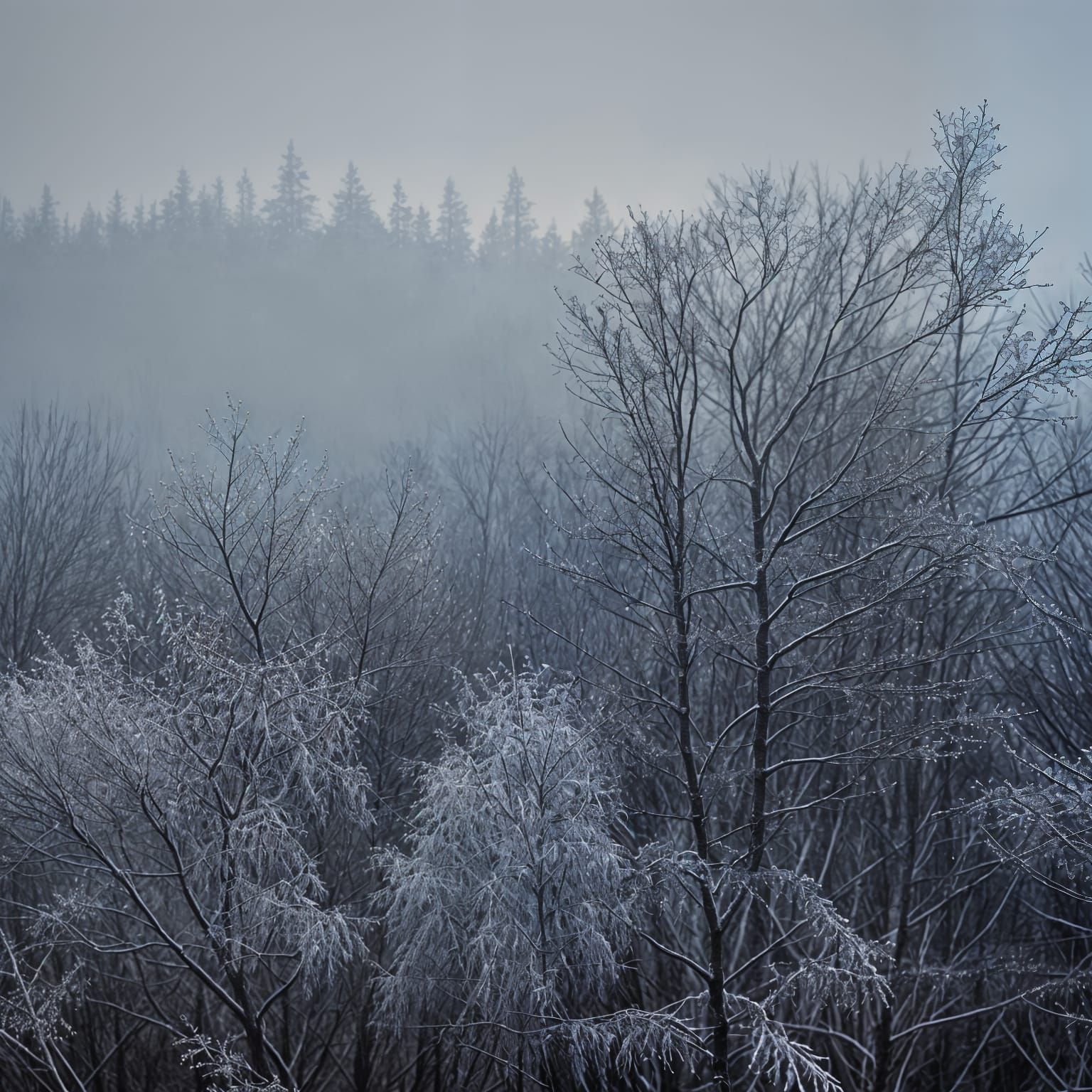 Icy Frozen Wood Detail Early Morning