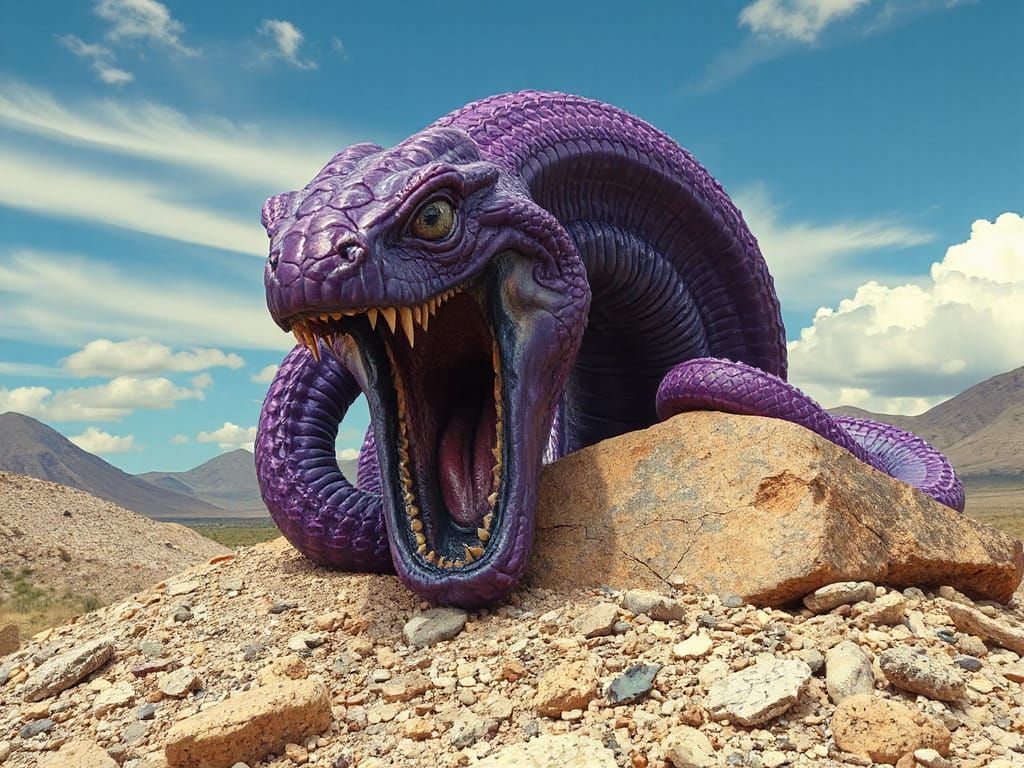 Fearless Heroine Surmounts Multicolored Serpent Alien in a D...