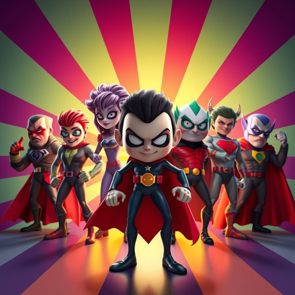 Cartoon Supervillains in Bold 3D Digital Art Style