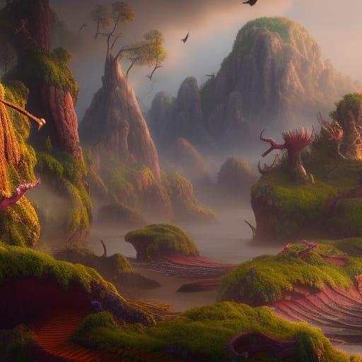 Fantastical Animal in Detailed Matte Painting