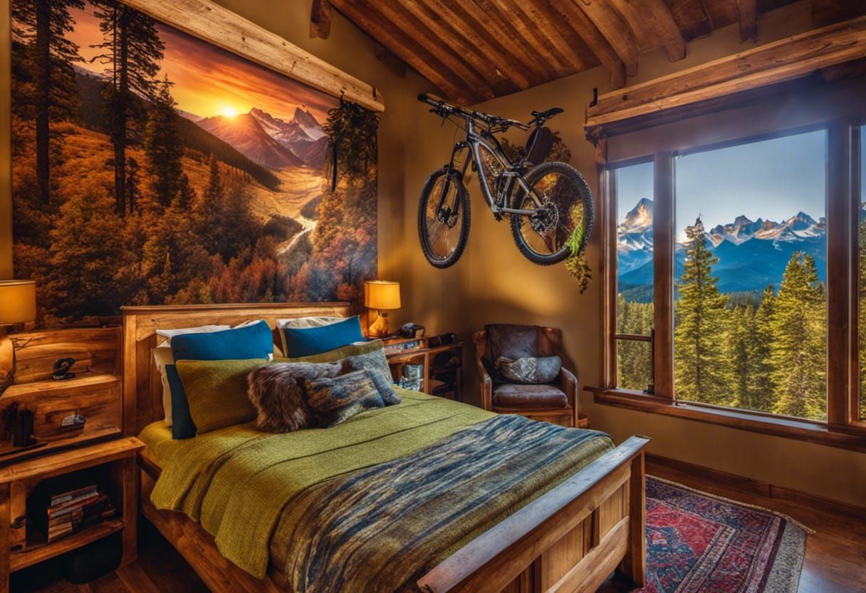 Mountain Biker Bedroom with Bike and Nature Decor