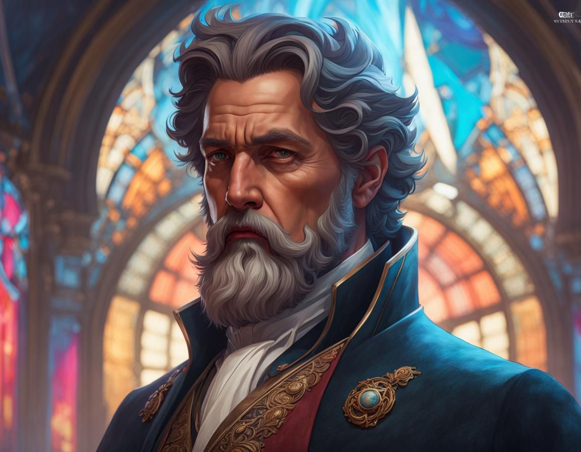 Detailed Portrait in Art Nouveau Style