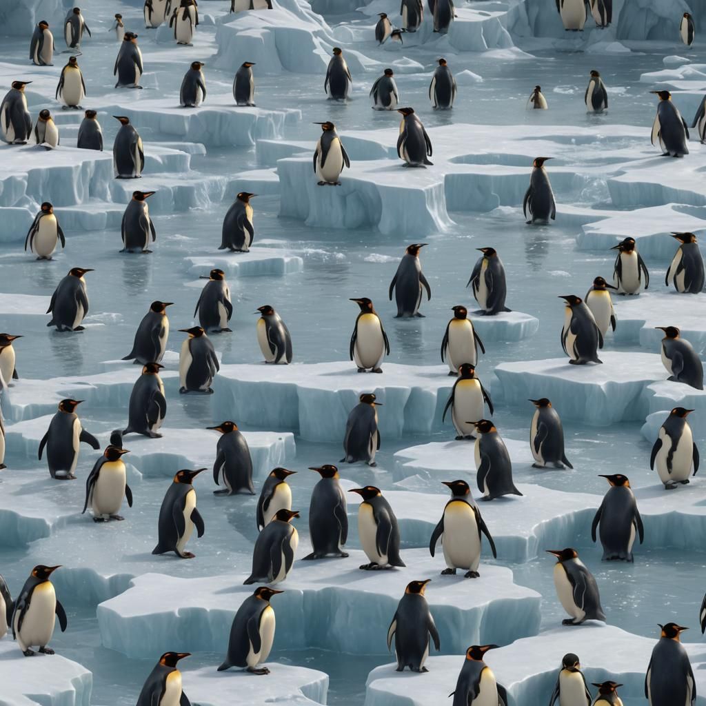 Penguins on Ice: A Fantastical Matte Painting