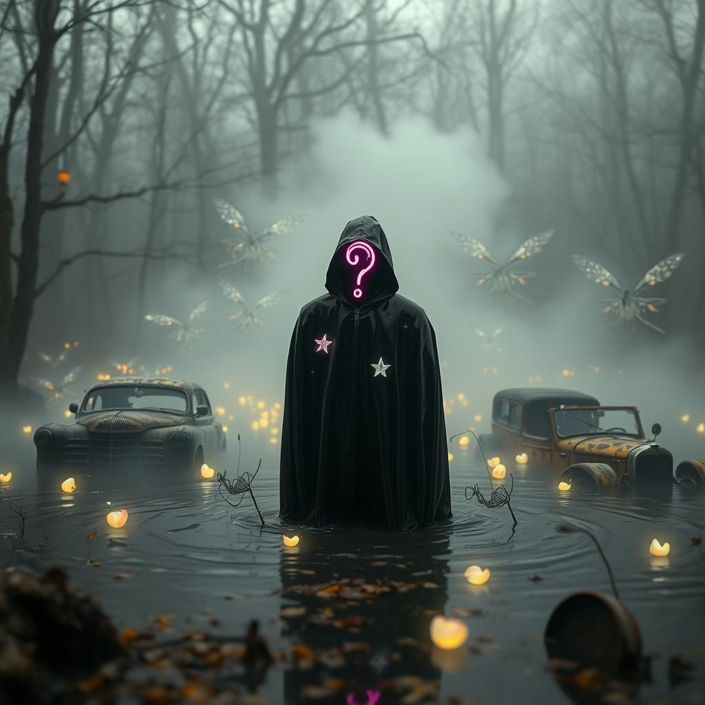 Mysterious Figure Emerges from Dystopian Swamp