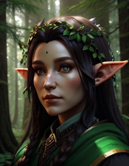Elven Druid of the Woodlands: Fantasy Portrait