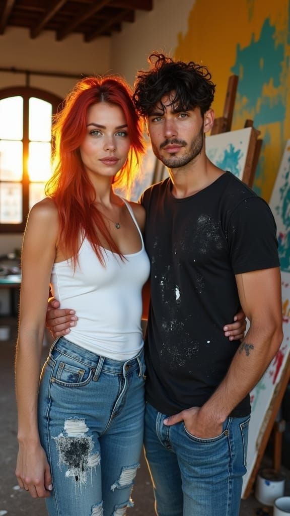 Florentine Artists in Golden Hour Light