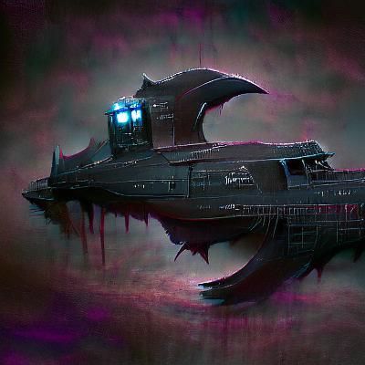 Sinister Dark Sci-Fi Ship Digital Rendering