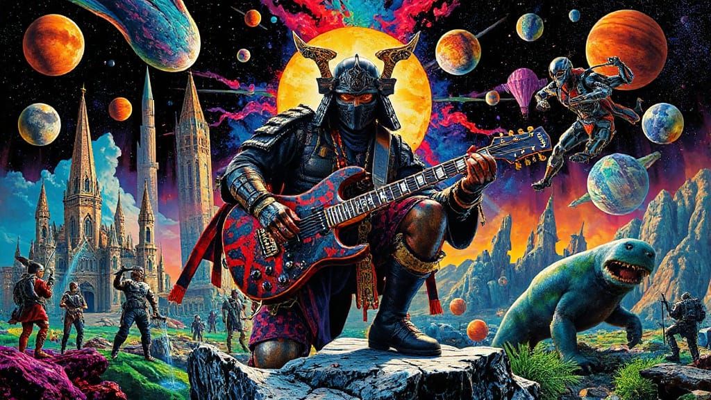 Multiverse Chaos: Cosmic Samurai Amidst Glitching Jungles an...