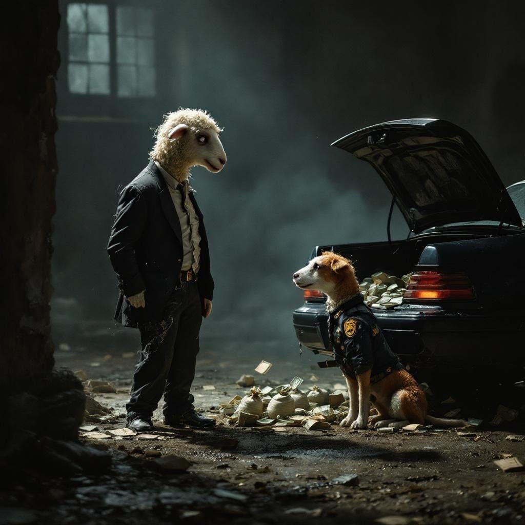 Nervous Lamb at Car Crash, Noir Style