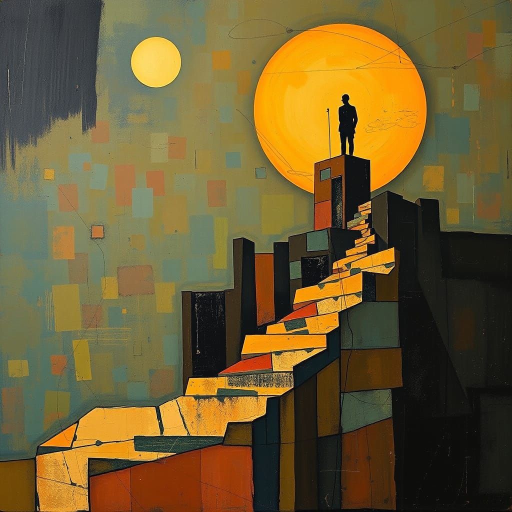 Cubist Minimalist Art: Golden Years in Contrasting Colors