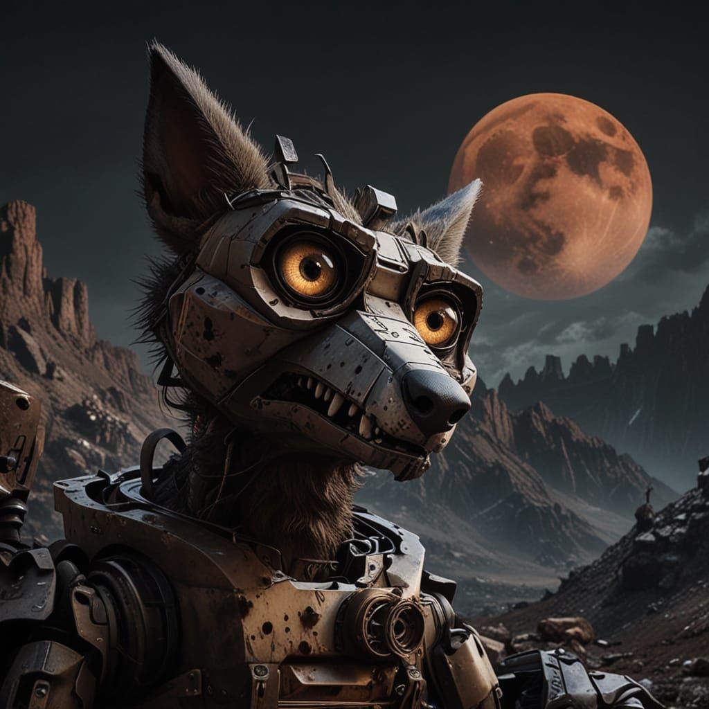 Cybernetic Werewolf Surveys Post-Apocalyptic Wastes