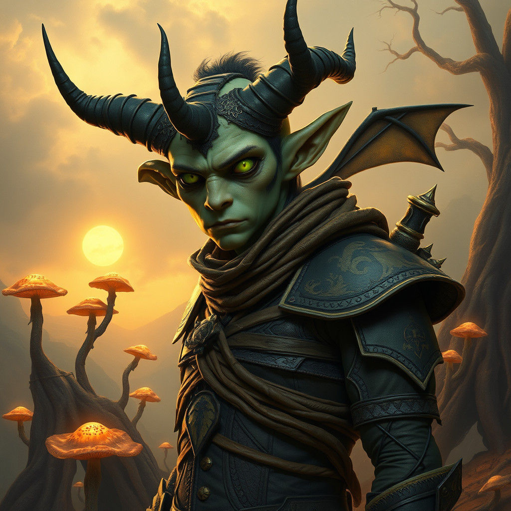 Demon Elf in Surreal Dreamscape