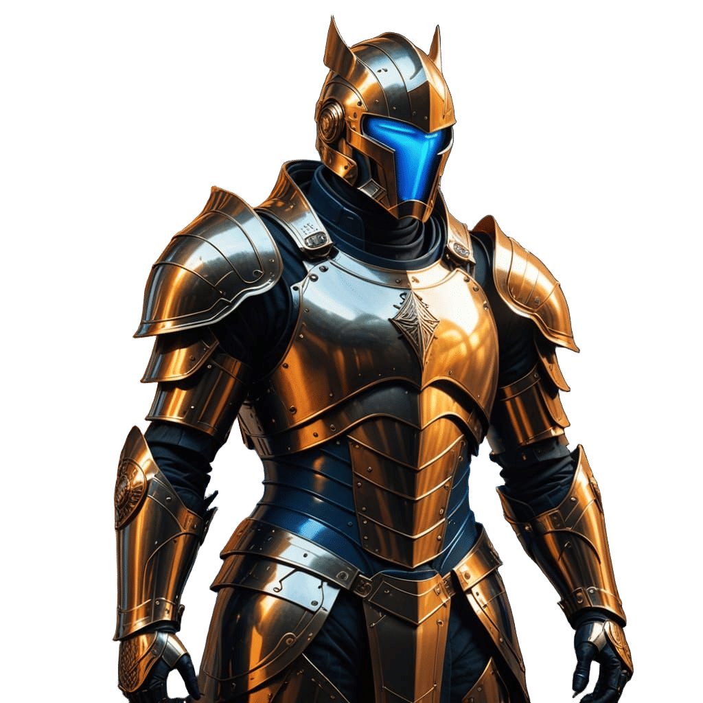 Bauhaus-Inspired Knight in Gold Articulated Plate Armor