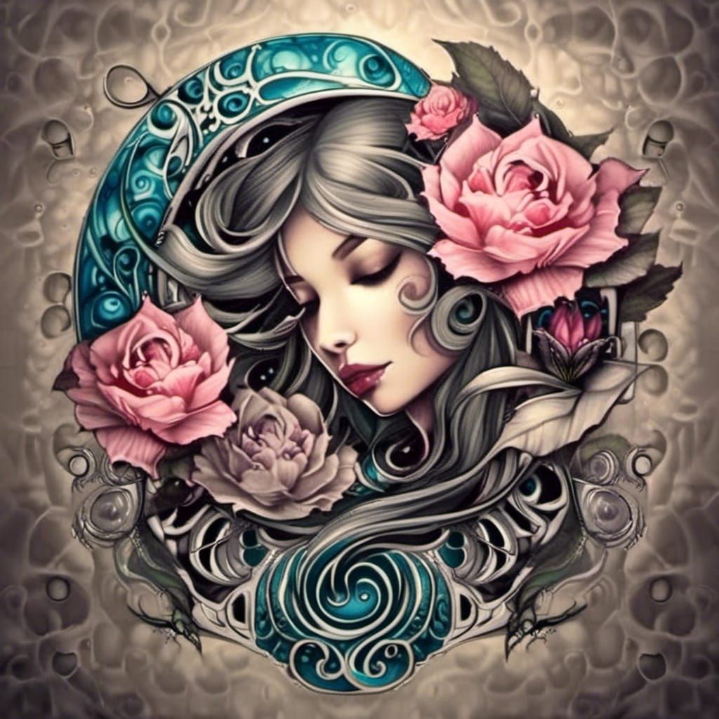 Yin-Yang Tattoo: Charcoal and Alcohol Ink Art