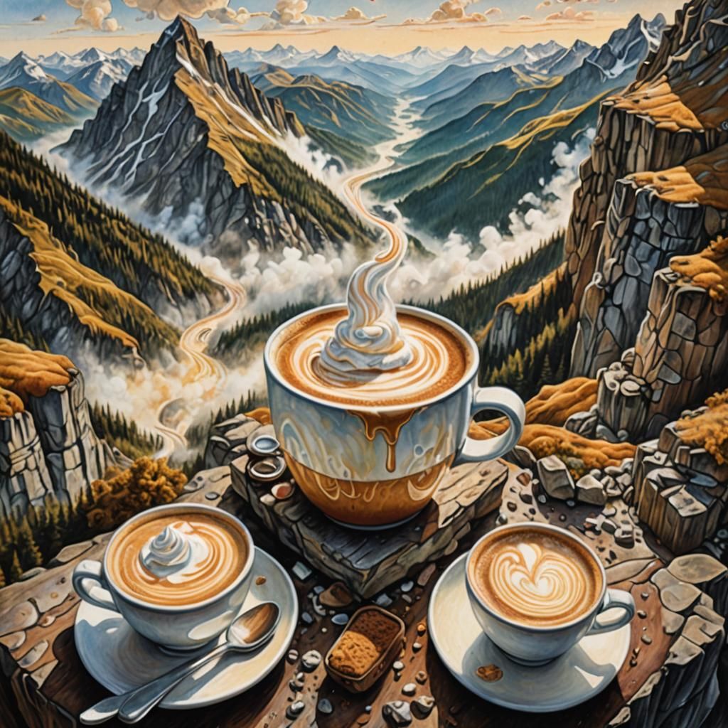 Cappuccino Climbers: Colored Pencil Coffee Art