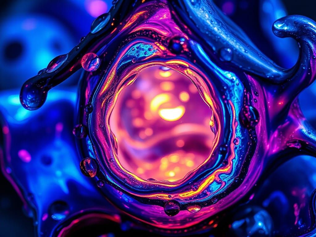 Molten Glass Birdhouse: Abstract Iridescent Macro Art