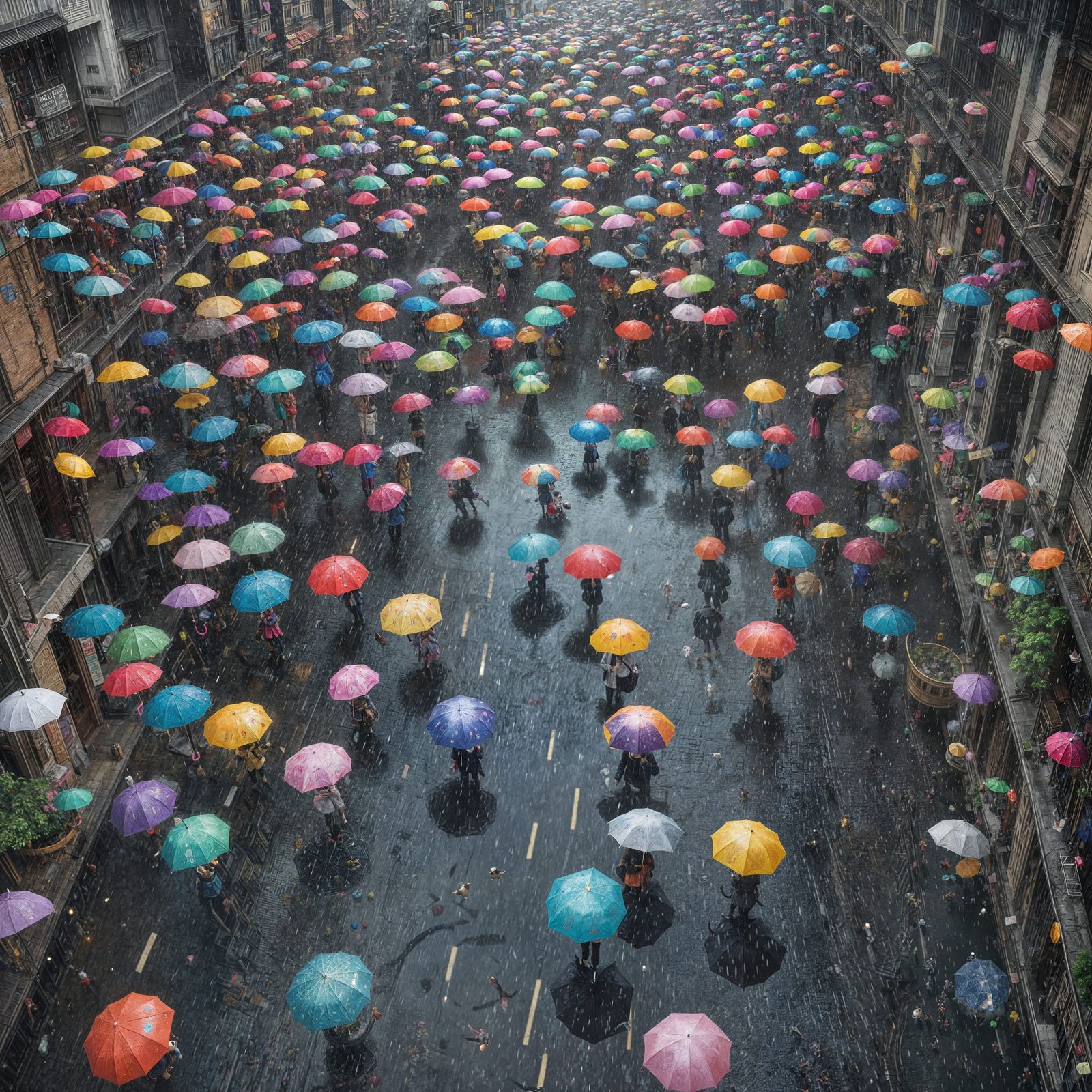 Floating Animal Shelters in a Rainy City