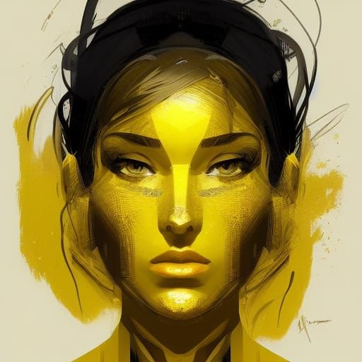 Hyperdetailed Yellow Abstract Portrait in Digital Art Style