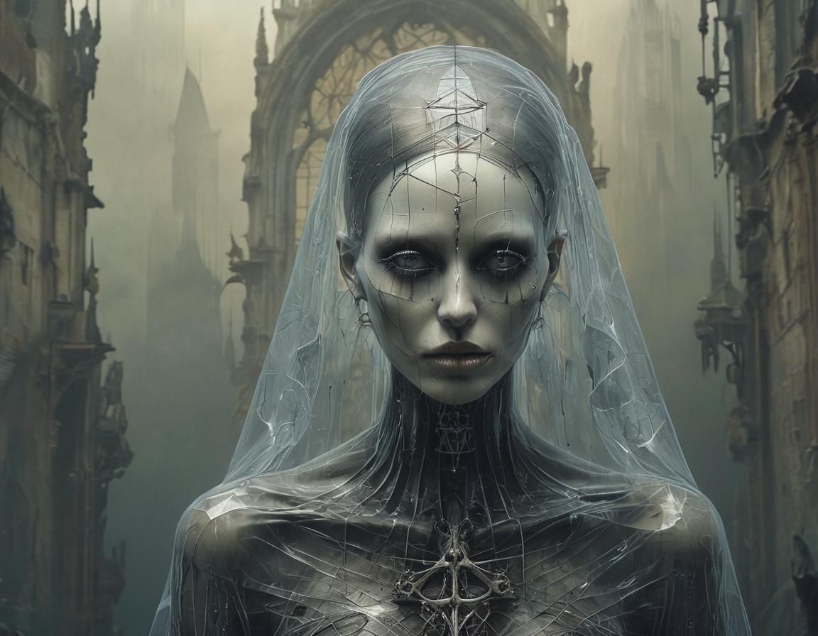 Ethereal Gothic Spirit in Gauzy Transpicuous Form