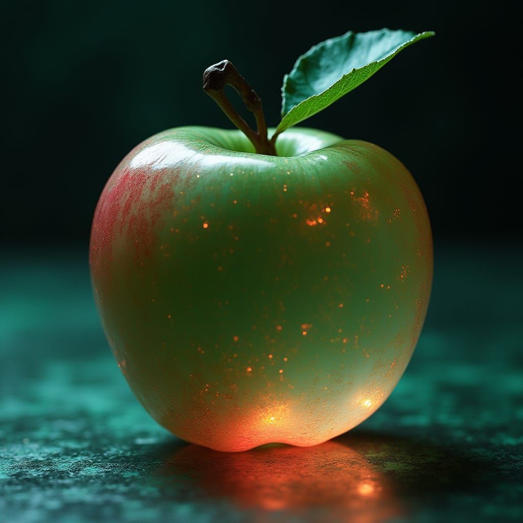 Glowing Futuristic Apple in Neon-Lit Style