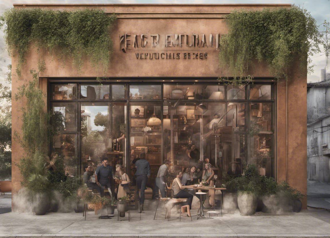 Restaurant Facade with Industrial Architecture and Mexican F...