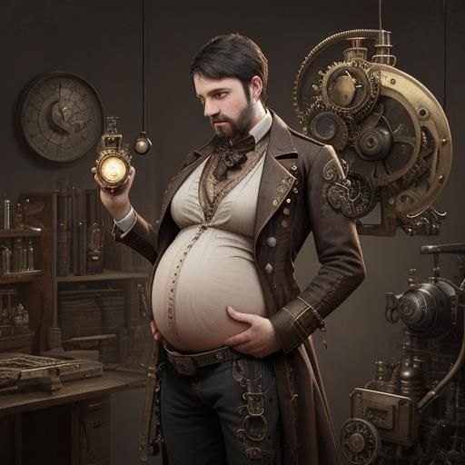 Steampunk Pregnancy: Man with Engine Belly