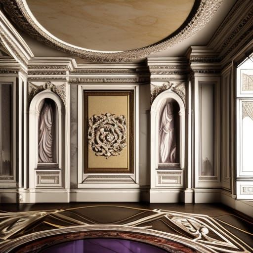 Ornate Roman Interior with Rococo Stucco Mouldings