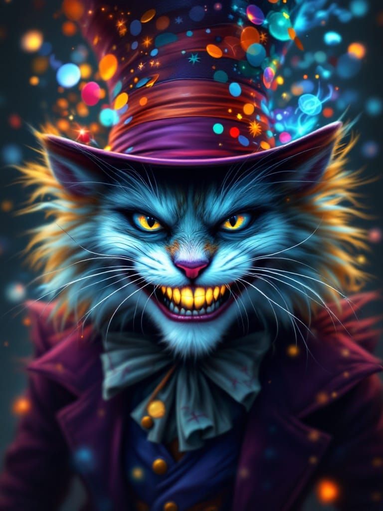 Epic Fusion: Cheshire Cat and Mad Hatter Portrait