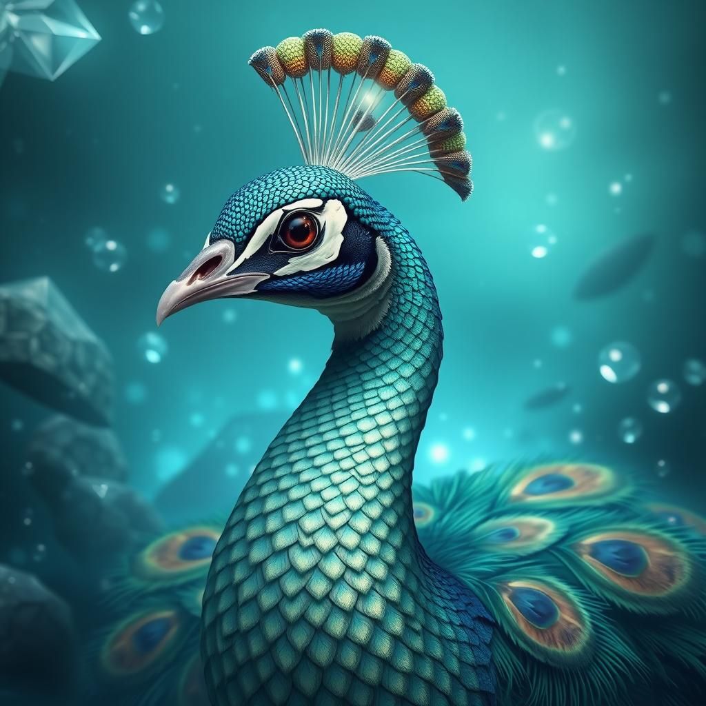 Peacock Snake Fantasy Animal in Crystal Lagoon