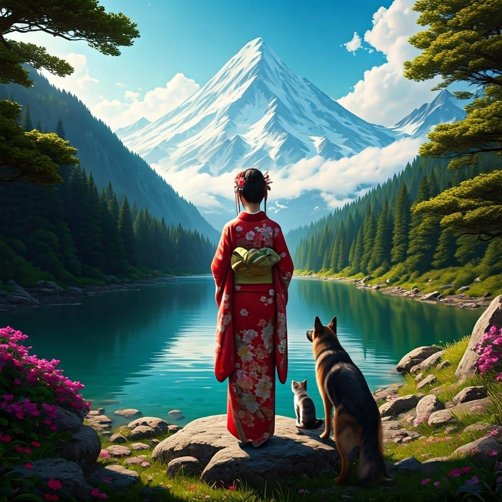 Elegant Woman Surrounded by Nature's Harmony