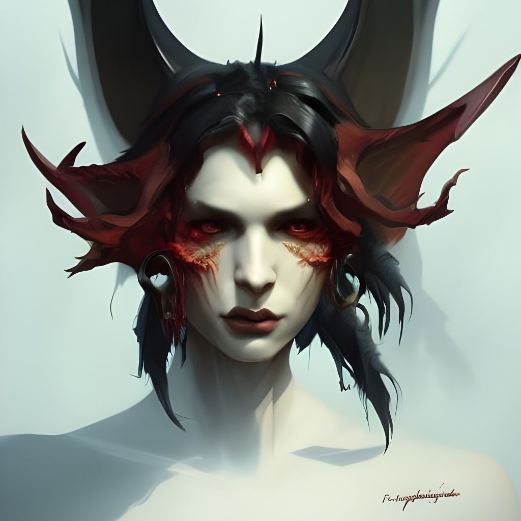 Detailed Portrait of Demonic Bat Creature