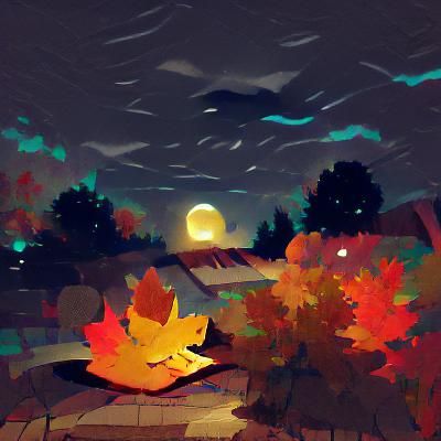 Solitary Tree on a Cool Autumn Night