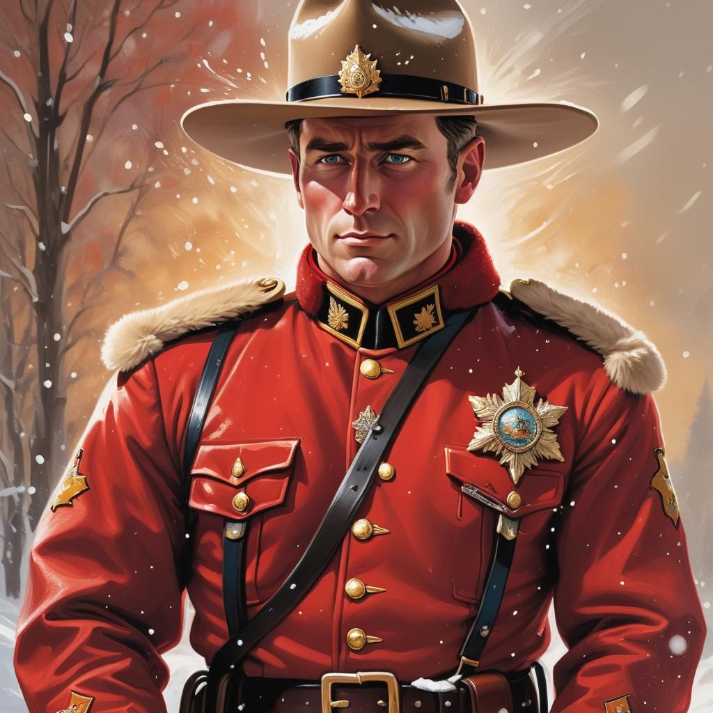 Heroic Mountie Portrait in Comic Book Style