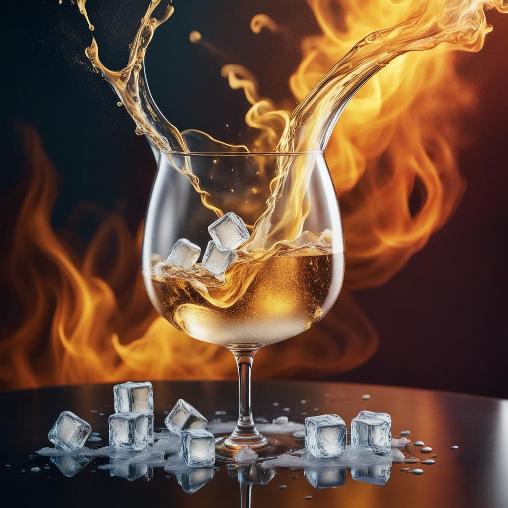 Golden Champagne Carafe in Splash Art Style