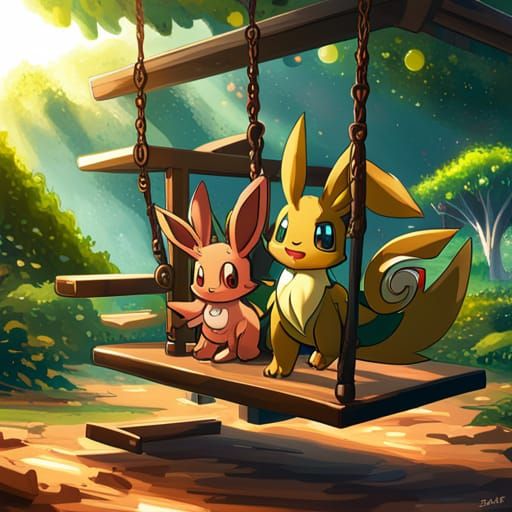 Two Friends At The Swing Set