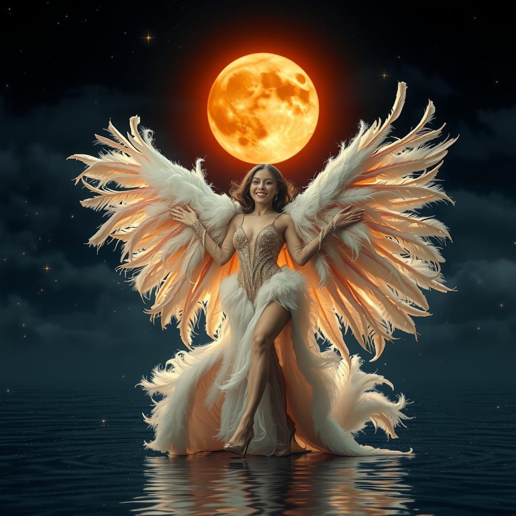 Celestial Showgirl Under a Blood Moon