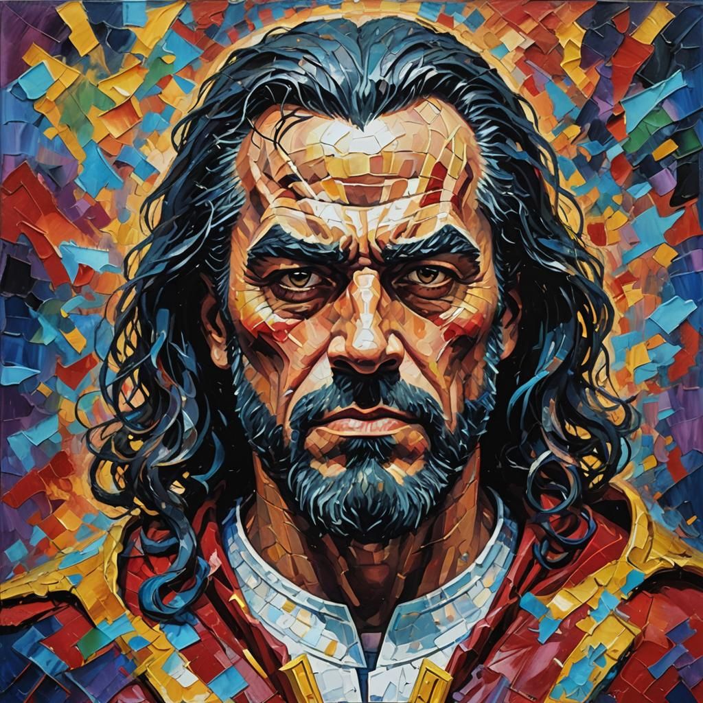 Fantasy Sci-Fi Horror Portrait in Neo-Impressionistic Style