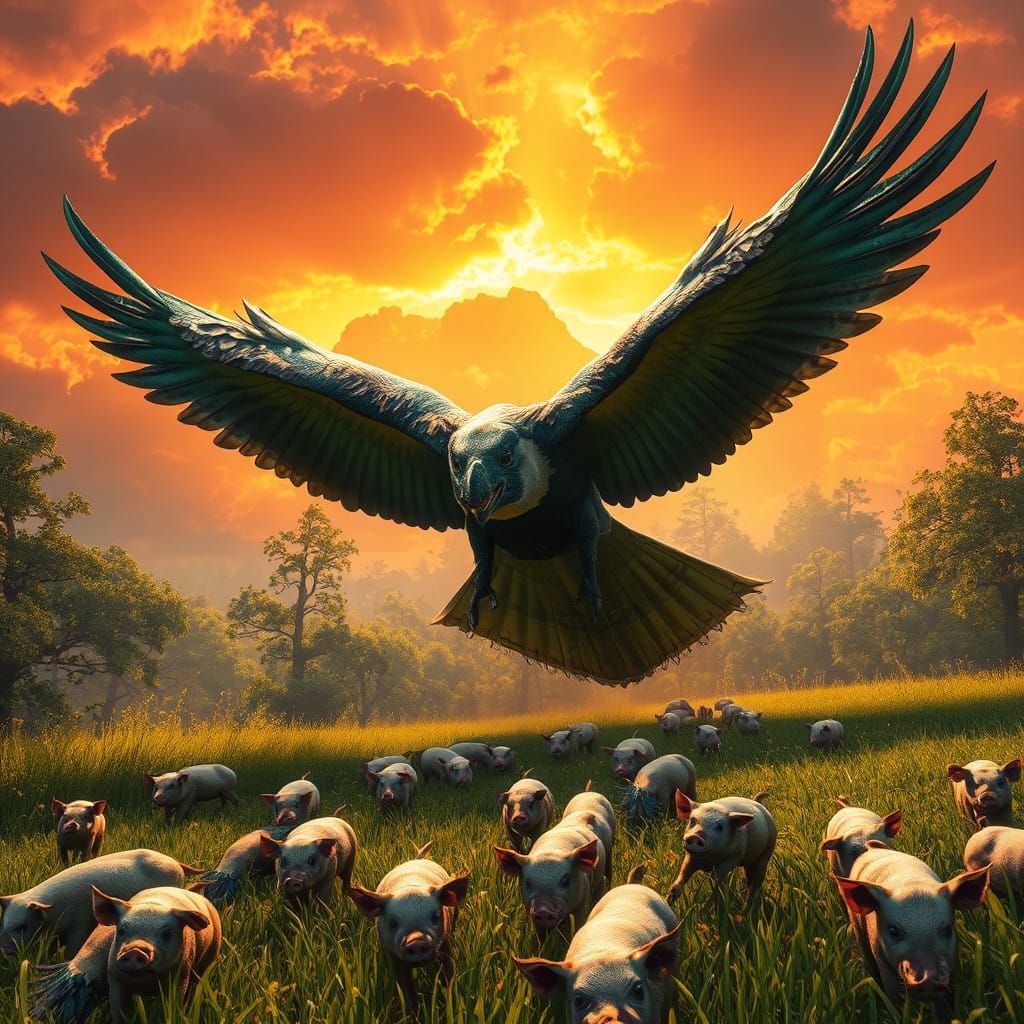 Majestic Bird of Prey Descends Upon Terrified Pigs in Vibran...