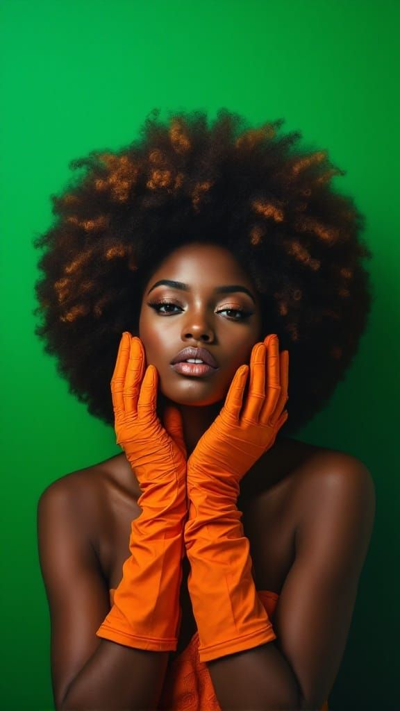 Vibrant Afro Goddess in Emerald Green