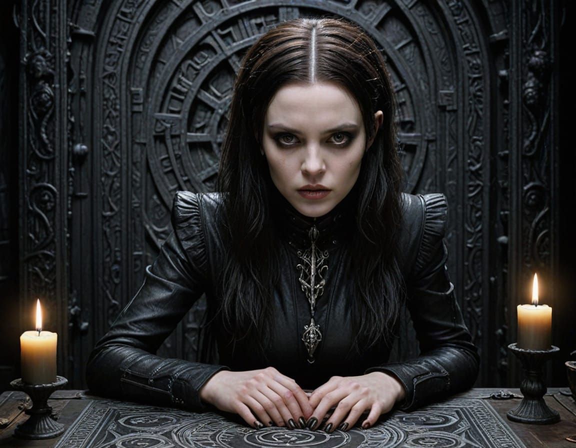 Gothic Emo Female in Moody, Dark Atmosphere