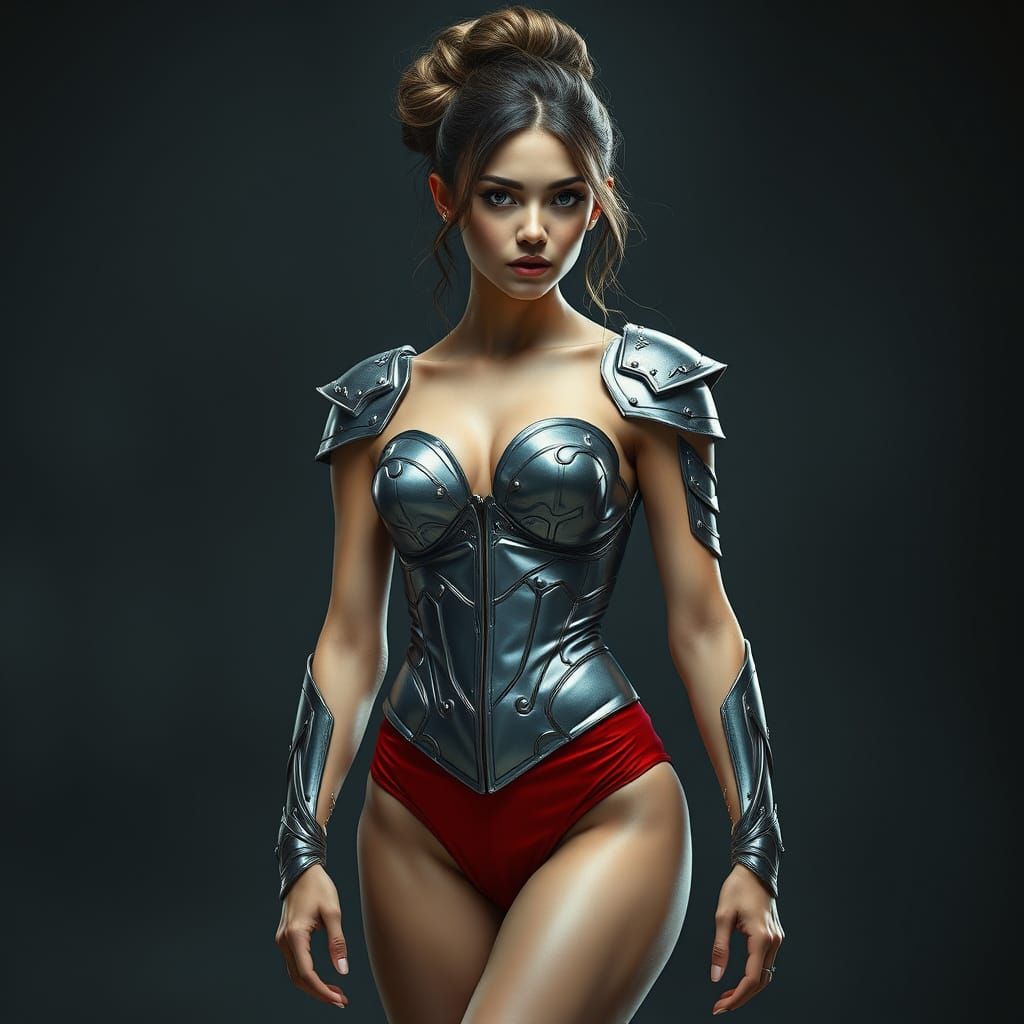 Stunning Hyperrealistic Warrior Maiden in Shimmering Armor