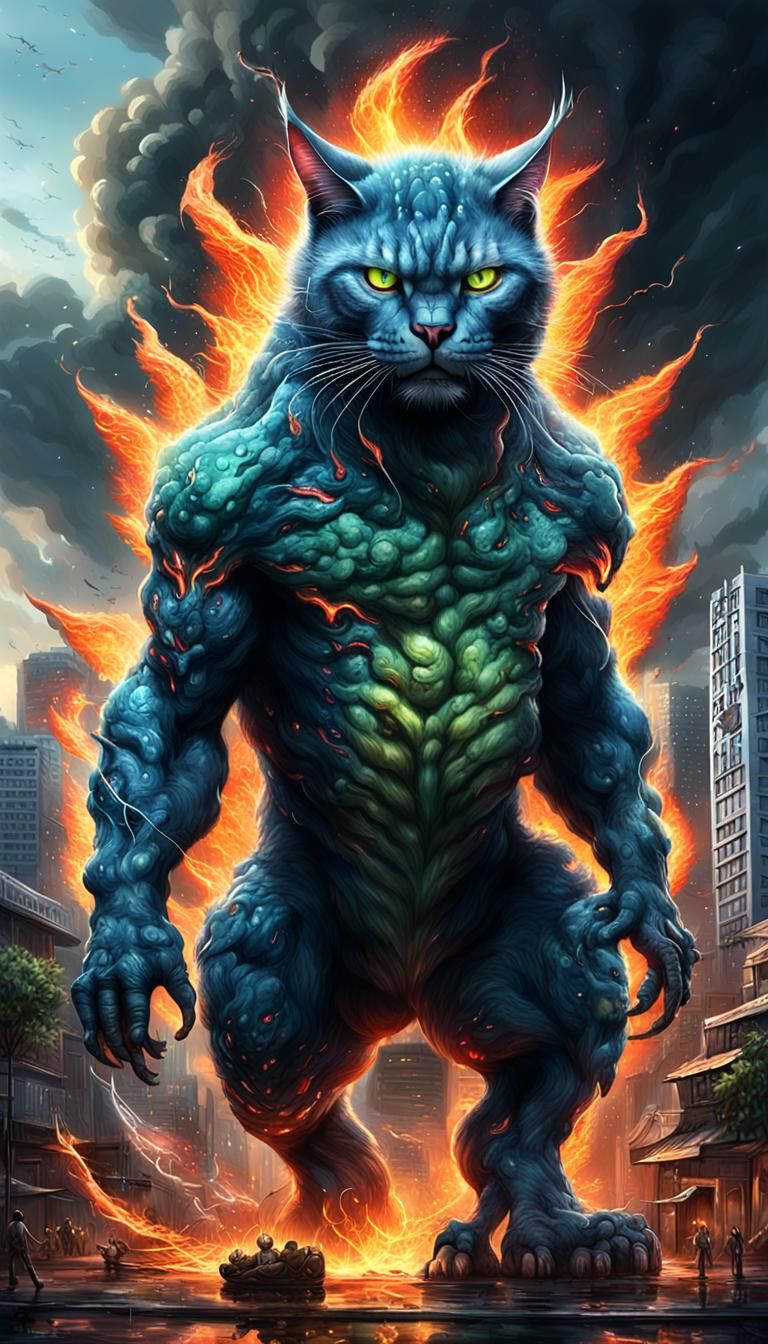 Giant Cat-Guava Monster Destroys City