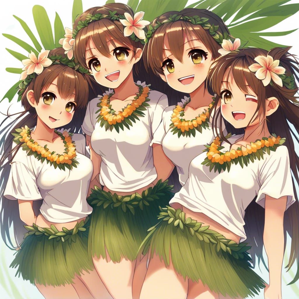 Anime Style Hula Girls Dancing