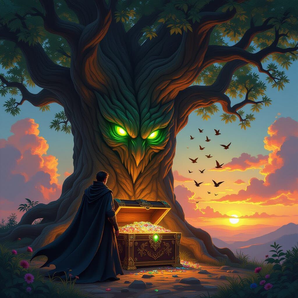 Ornate Treasure Chest Guarded by Ancient Eyes