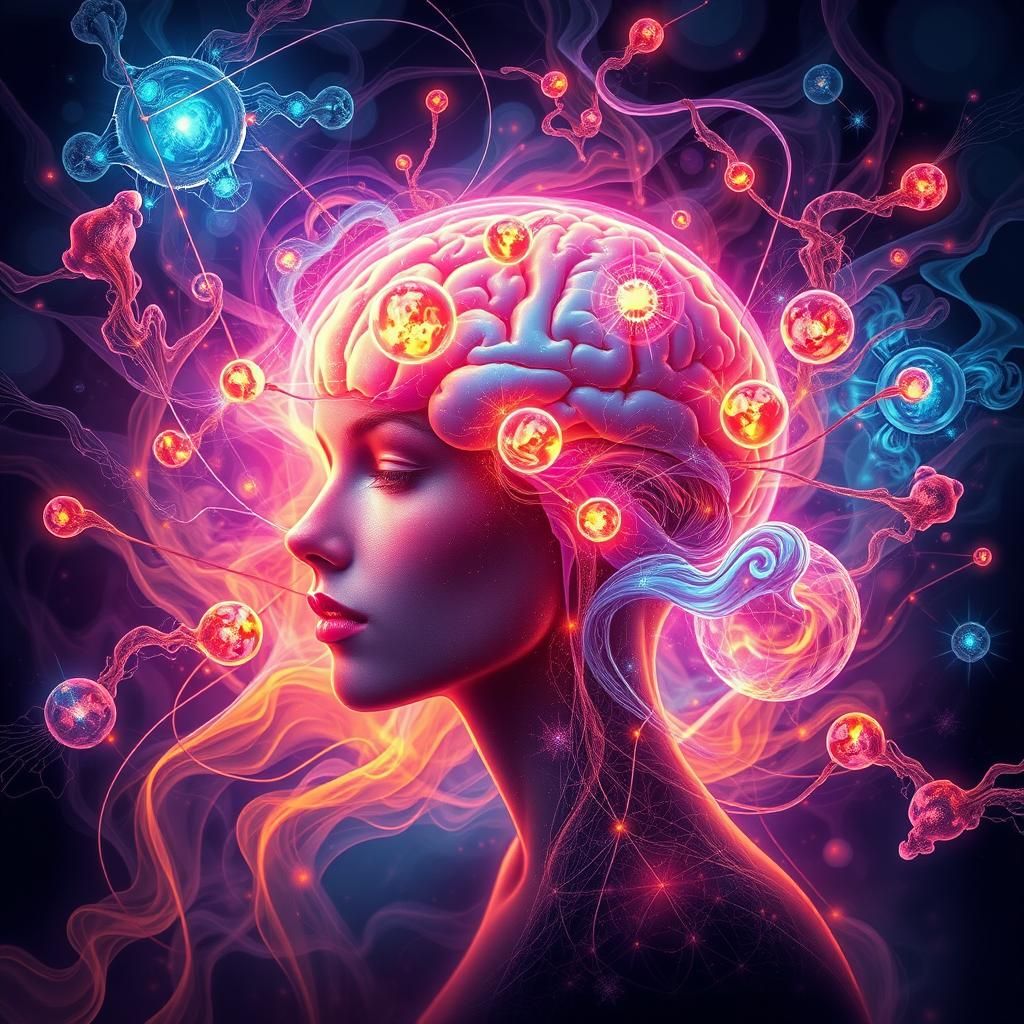 Bioluminescent Brain: Digital Art Inspired by Neural Network...