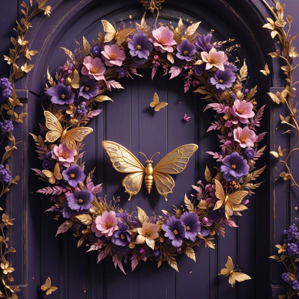 Whimsical Wreath with Delicate Fairy in Vibrant Colors