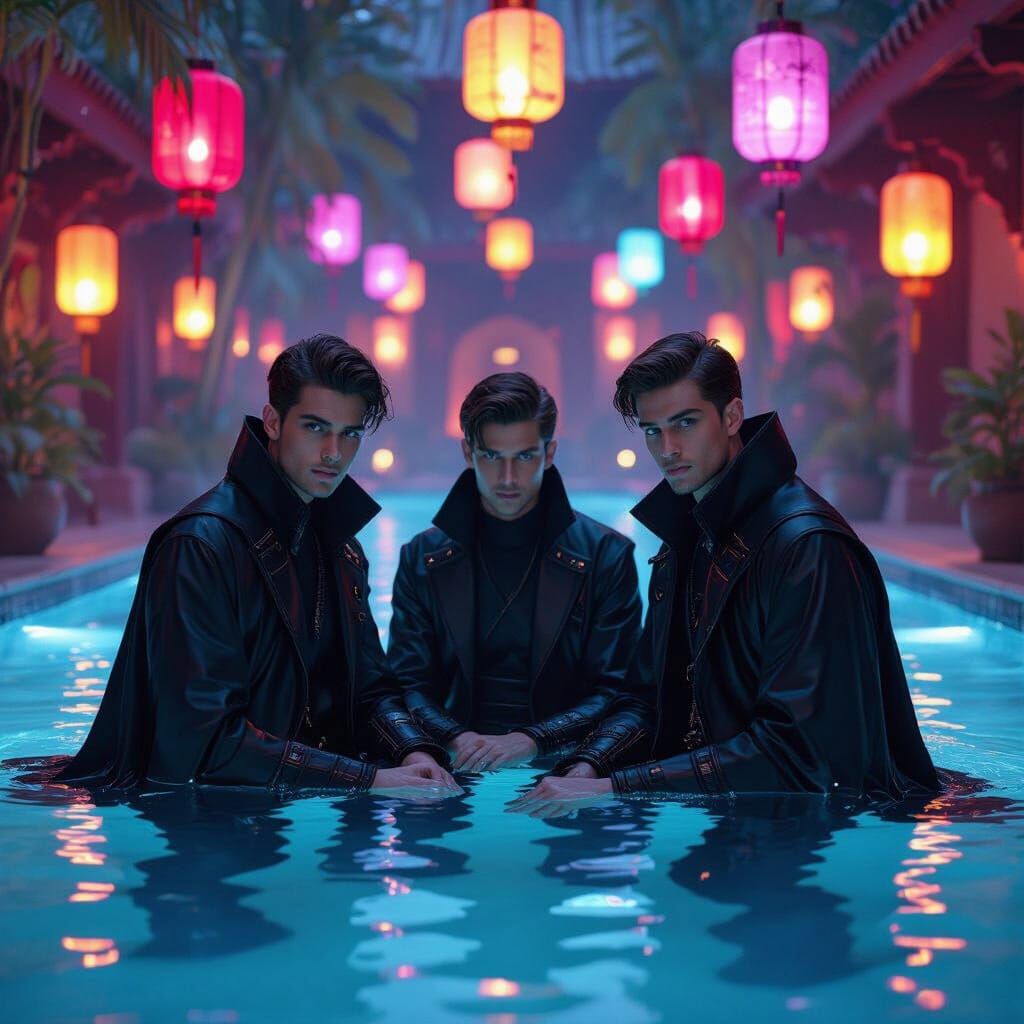 Demon Hunters in Pool, Digital Art