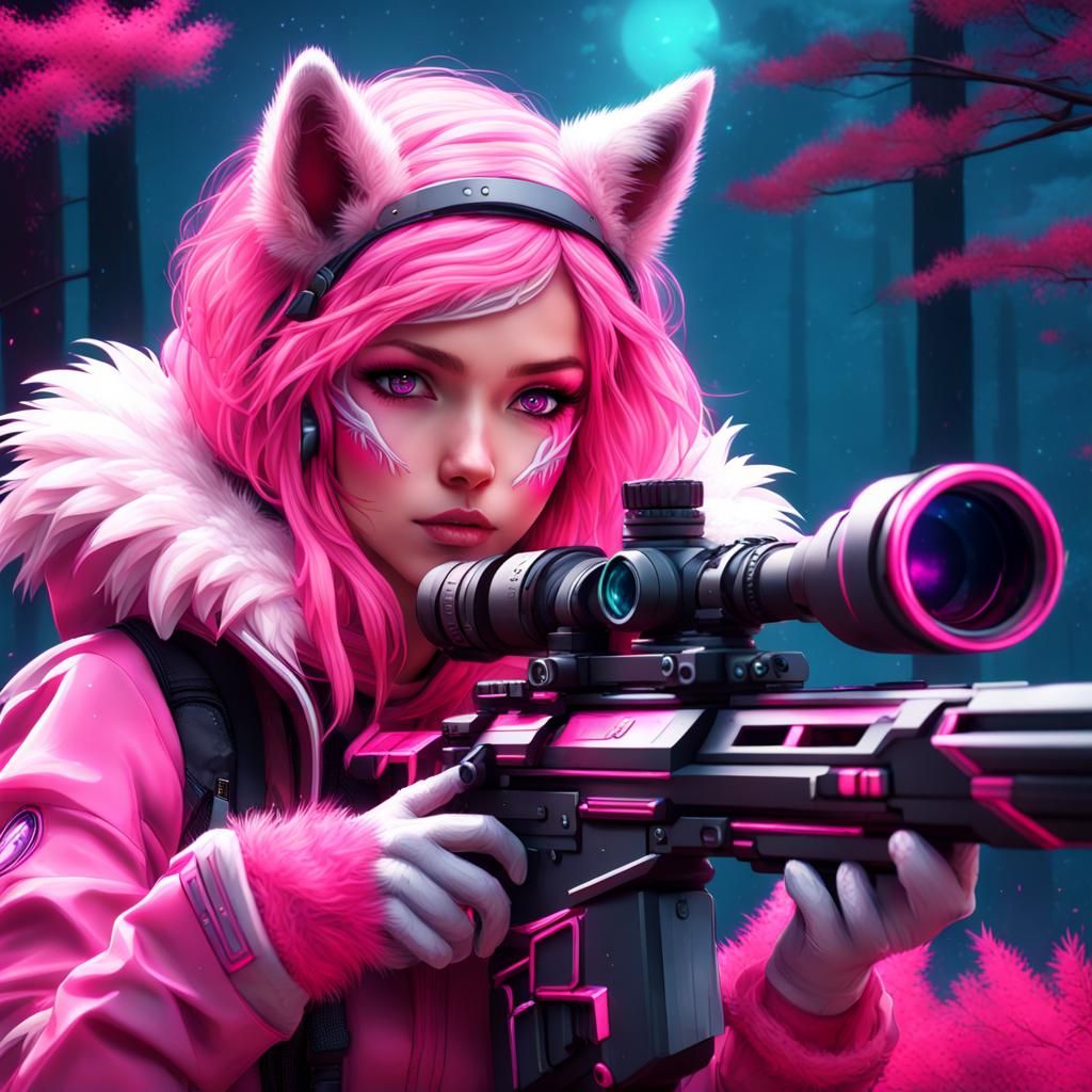 Anime Hunter with Neon Sniper Rifle